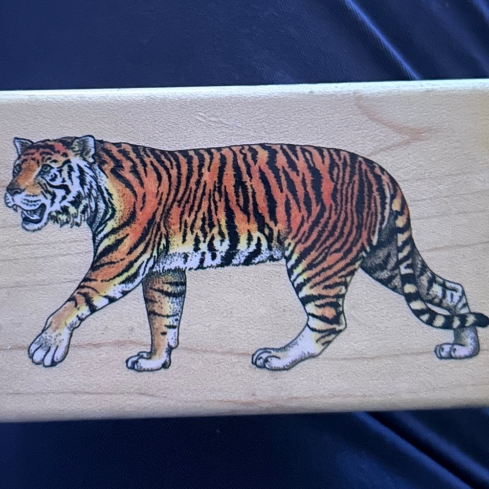 Delta Wooden Tiger Stamp - Brown and Orange